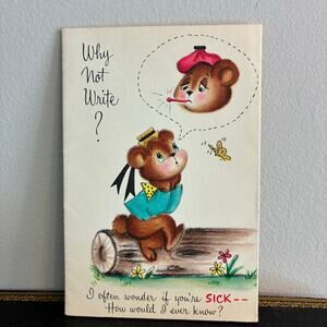 Vintage Get Well Card Chipmunk Squirrel Write Humor Hallmark
